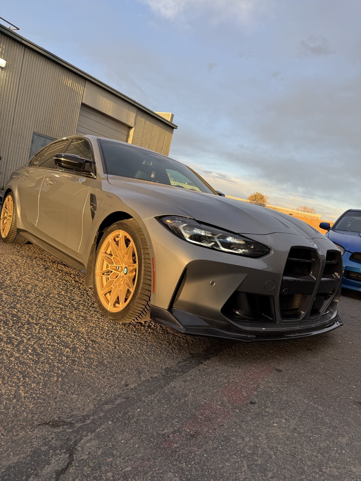 BMW M3 gold wheels - front quarter