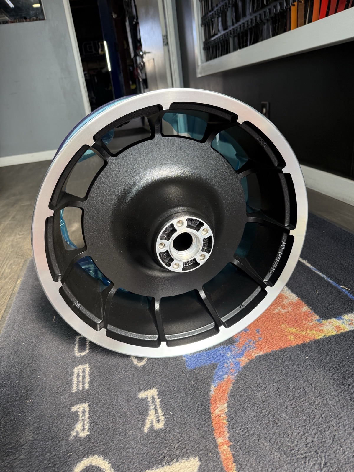 Harley wheel matte black powder coating Denver CO