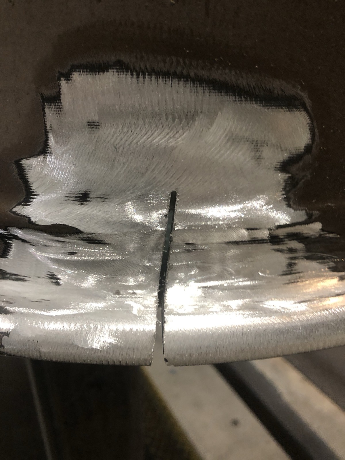 Cracked wheel barrel before repair Denver