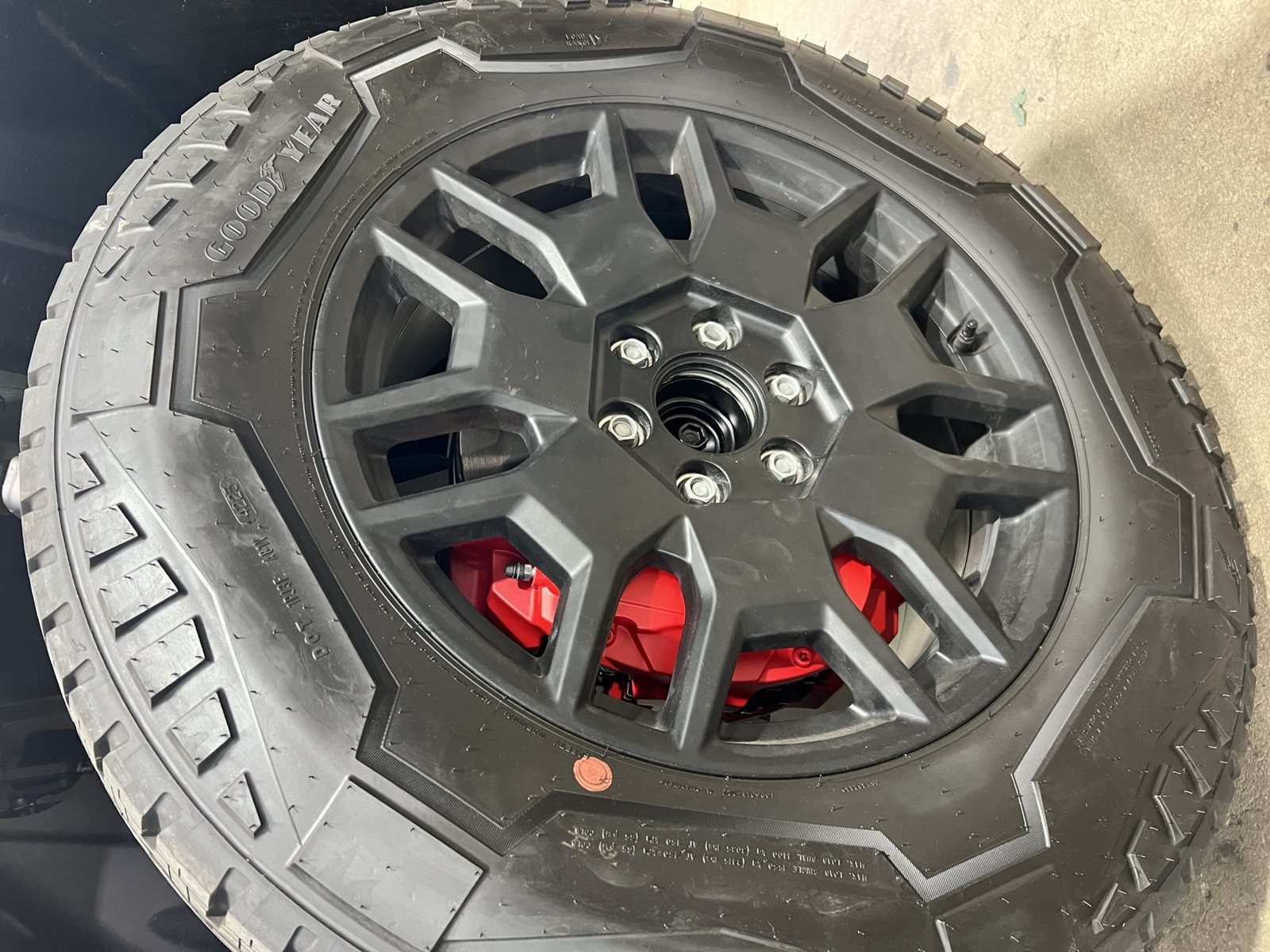 Matte black powder coated wheels on a Ford Bronco