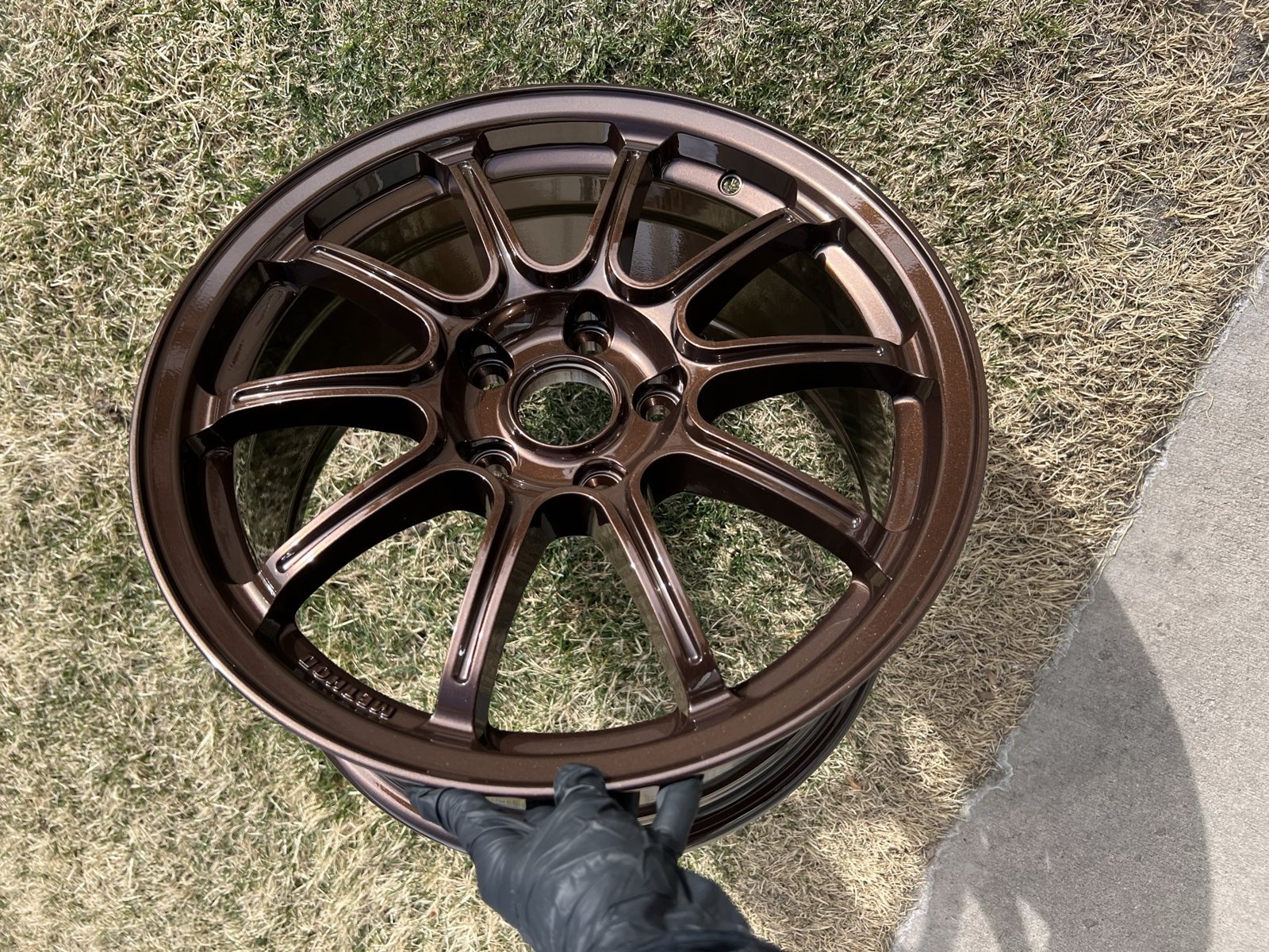 Gloss metallic brown powder coated wheel