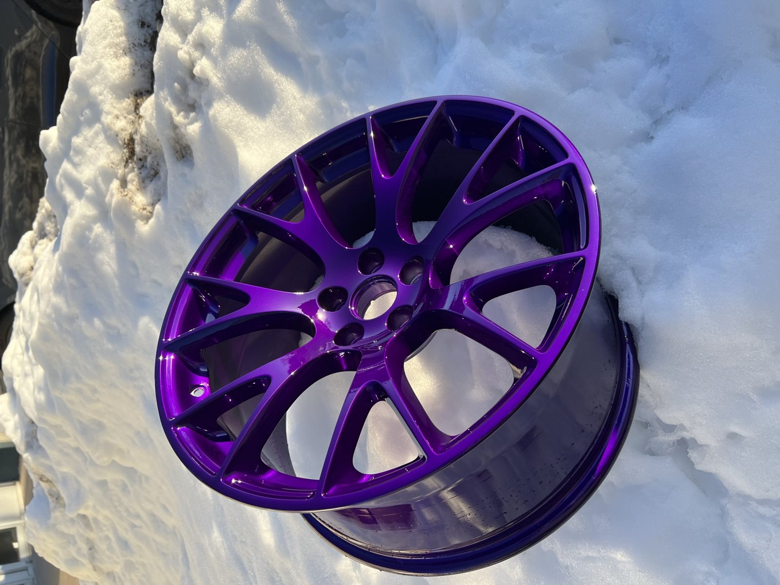 Gloss purple powder coated wheel