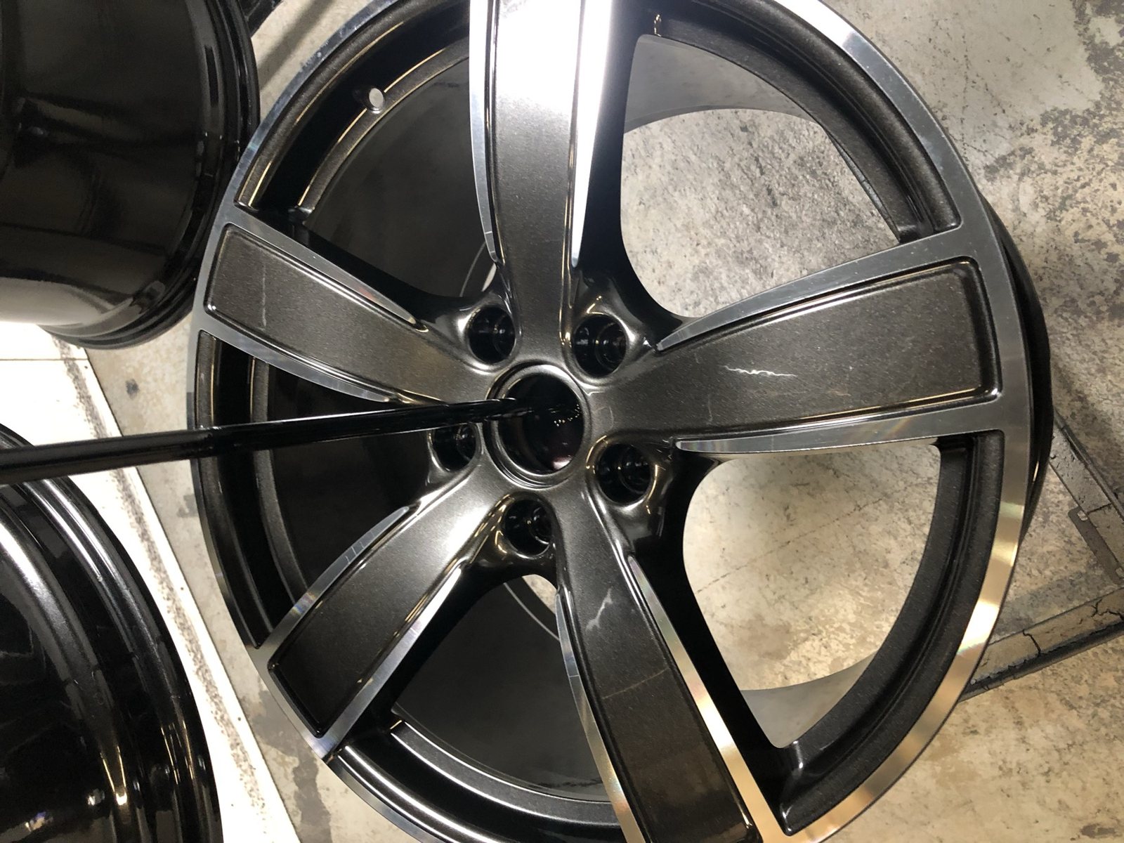 Metallic charcoal powder coated wheel