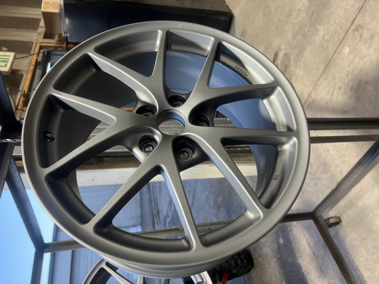 Satin gray powder coated wheel