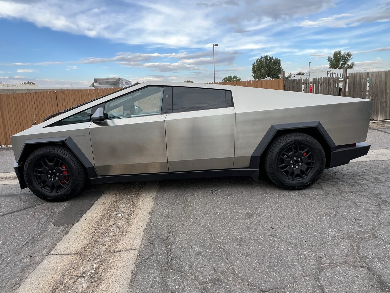 Silver powder coated wheels on a Tesla Cybertruck